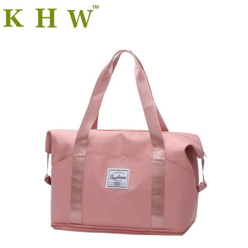 Wet And Dry Nylon Pink Duffel Bag