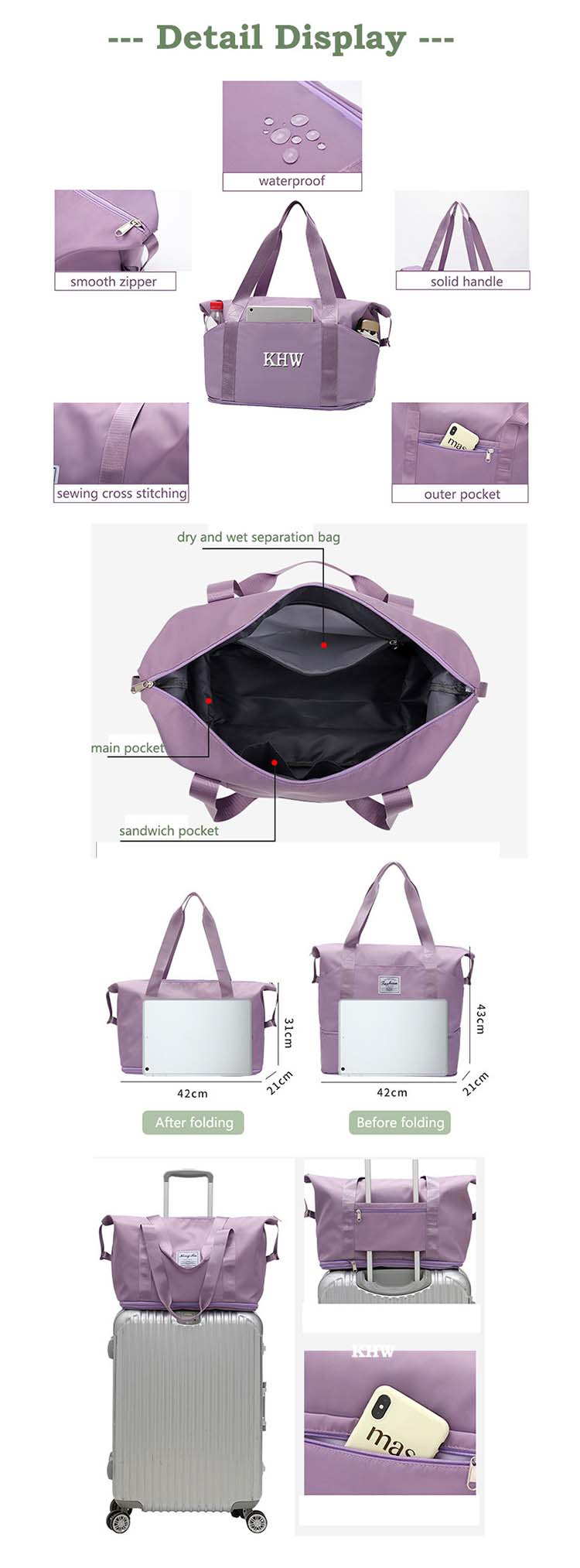Foldable Nylon Travel Bag For Women