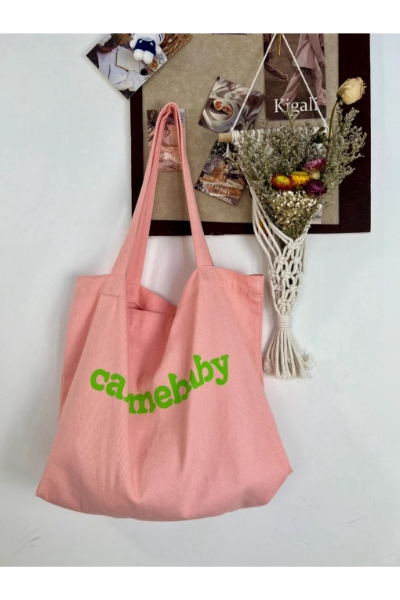 Pink canvas tote bag