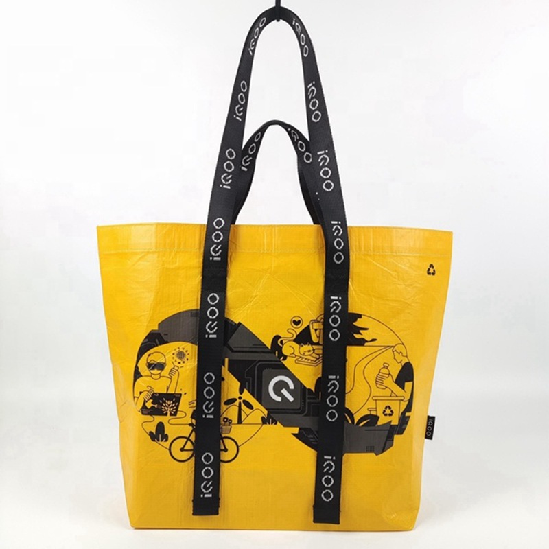Shopping Bag With Handle Stitching Into The End Printed Straps
