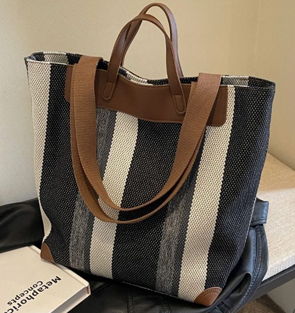 Black Striped Canvas Bag Black Striped Canvas Bag