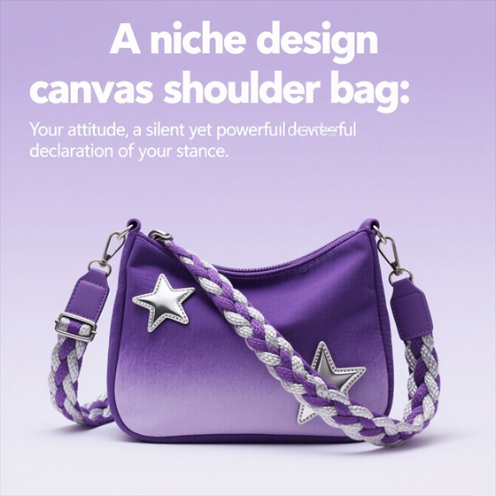 A niche design canvas shoulder bag: Your attitude, a self-expressive declaration without the need for words